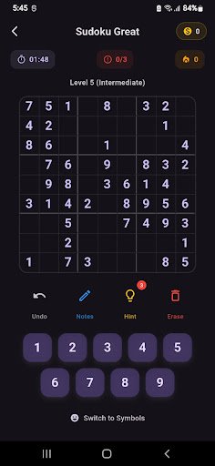 Sudoku Puzzle Mobile App Screen 2