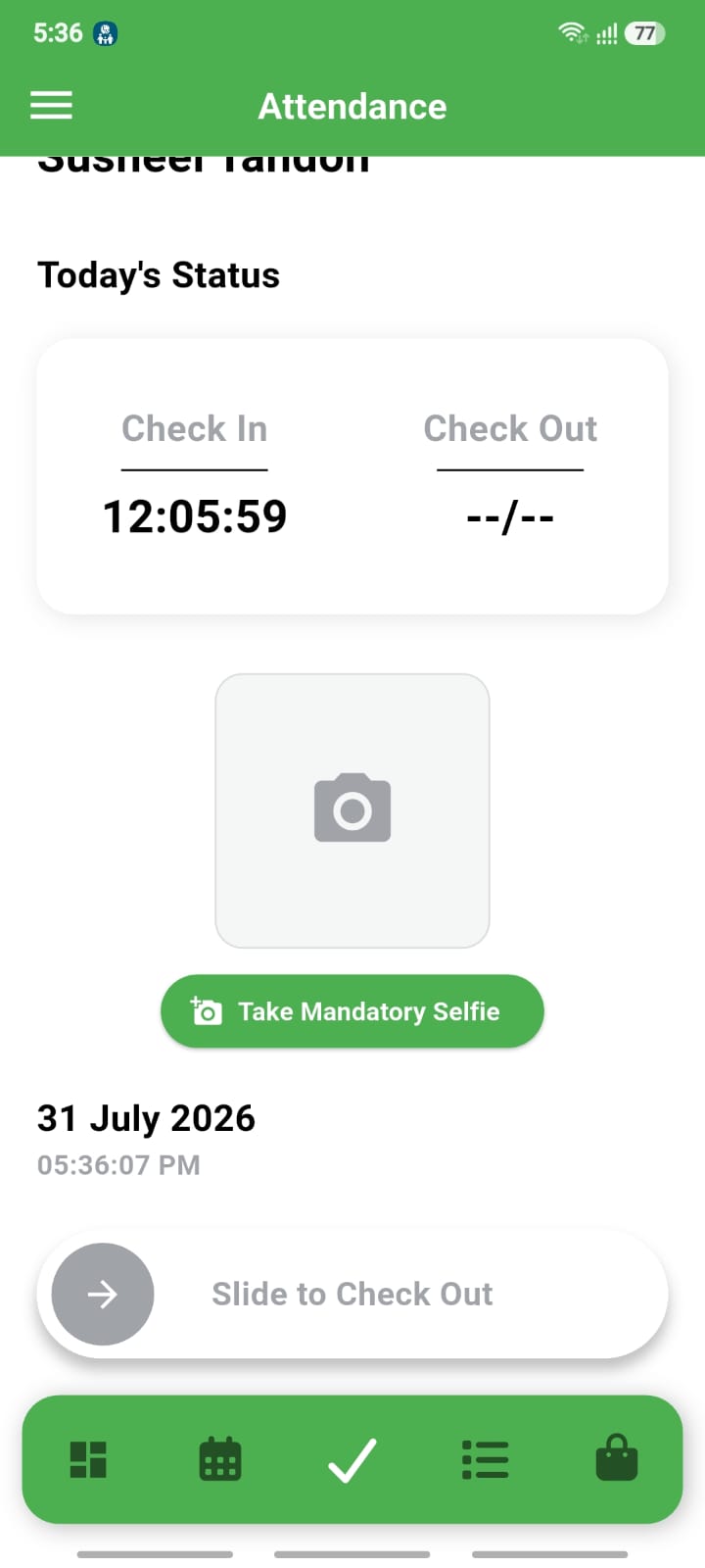 Employee Attendance App Screen 5